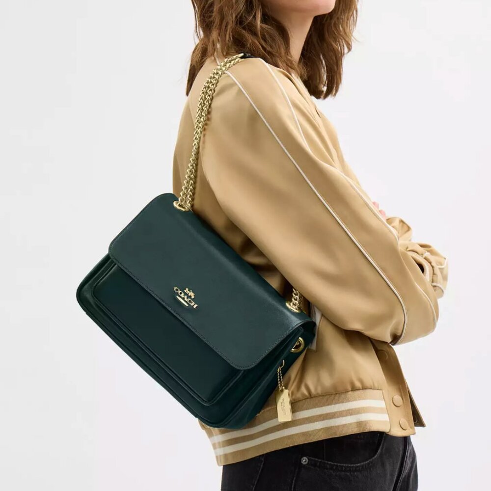 NWT COACH Elodie Crossbody Bag - CCF09 Crinkle Leather/Gold/Dark Teal $325